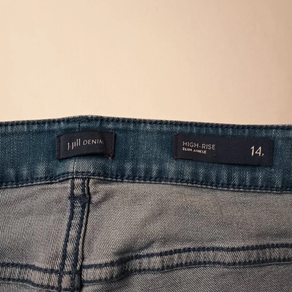 J.Jill Denim Jeans High Rise Slim Ankle Size 14P Medium Wash Center Seam - Picture 5 of 9